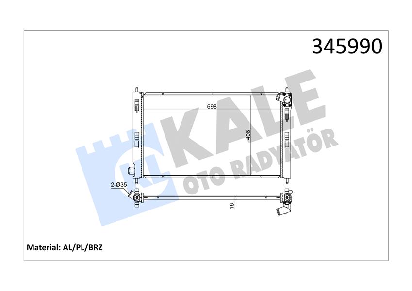 MGA-80550 Su Radyatoru Brazing Mitsubishi Lancer 08- 1.5-1.6-1.8 Cvt Benzinli M/T / Outlander 08- 2.0i-2.0 Di-D (Dizel) Crdi