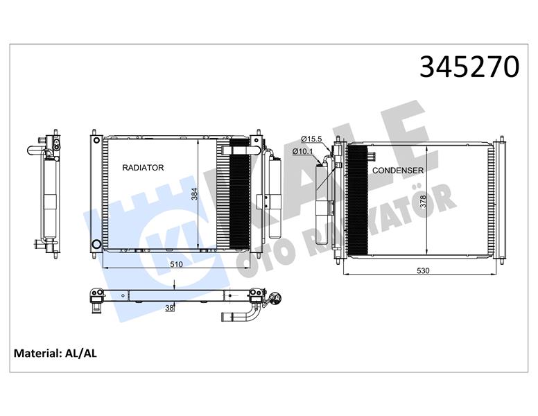 KALE 345270 Klima Kondenseri Nissan Micra 1.2-1.4 16v 02-10 Radyatör-Klima Birleşik Oto.-Mek. Al/Al