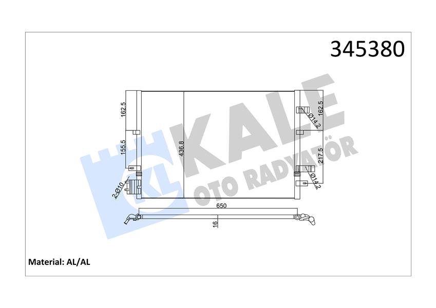 KALE 345380 Klima Kondenseri Ford Mondeo Iii 1.8-2.0tdci-2.5i V6 00 > Oto 670x451x16 Al/Al