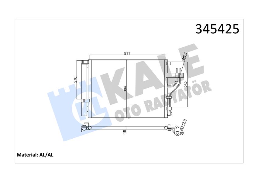 KALE 345425 Klima Kondenseri Kia Sportage-İx35 10 > 490x381x18 Oto.-Mek. Al/Al