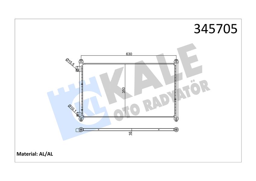 KALE 345705 Klima Kondenseri Honda Accord 98-05 -Civic 01-05 653x339x16 Mek.Opsiyo.Otom.Sanziman Al/Al