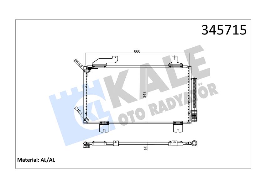 KALE 345715 Klima Kondenseri Honda Accord 2.0i 08 > Al/Al