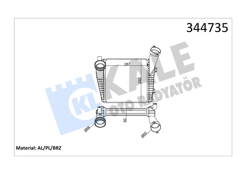 KALE 344735 Turbo Radyatörü Intercooler Vw Touareg 5.0 Tdi 03-10 -4.2 Tdi 10 > Al/Pl/Brz