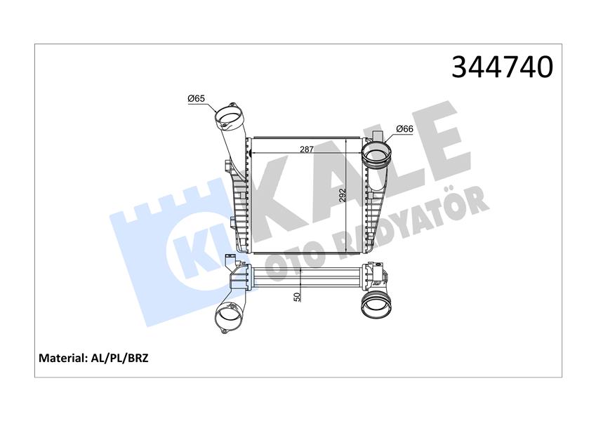 KALE 344740 Turbo Radyatörü Intercooler Vw Touareg 2.5 R5 Tdi 03-10 3.0 V6 Tdi 10 >Q7 3.0tdi 07> Al/Pl/Brz