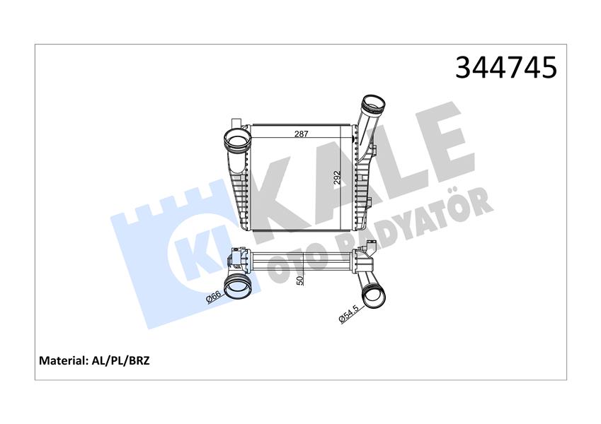 KALE 344745 Turbo Radyatörü Intercooler Vw Touareg 2.5 R5 Tdi 03-10 3.0 V6 Tdi 10 >Q7 3.0tdi 07> Al/Pl/Brz