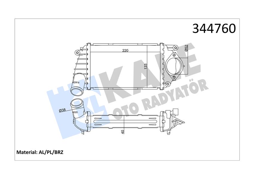 KALE 344760 Turbo Radyatörü Intercooler Polo 1.4 Tdi 99-01 220x133 Al/Pl/Brz
