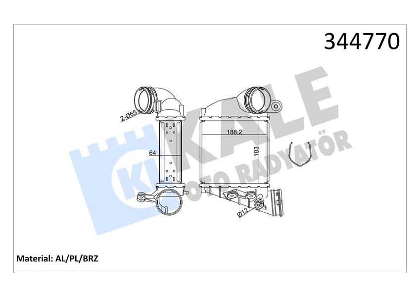 KALE 344770 Turbo Radyatörü Intercooler Bora-Golf Iv-A3-Leon-Octavia 1.9 Tdi Al/Pl/Brz