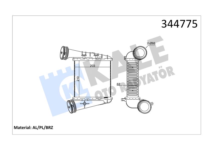 KALE 344775 Turbo Radyatörü Intercooler Passat 2.5 Tdi 03-05 Mek/Opsiy.Otom. Al/Pl/Brz