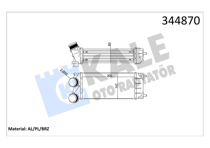KALE 344870 Turbo Radyatörü Intercooler P308-P3008-P5008-Partner Tepee-C4-Ds4-Berlingo Iii 300x150 Al/Pl/Brz