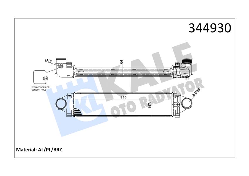 KALE 344930 Turbo Radyatörü Volvo C30-S80-V40-V70 Land Rover Freelander 07> 2.0-2.5 T T5-T4 Ford Focus 2 Focus 3