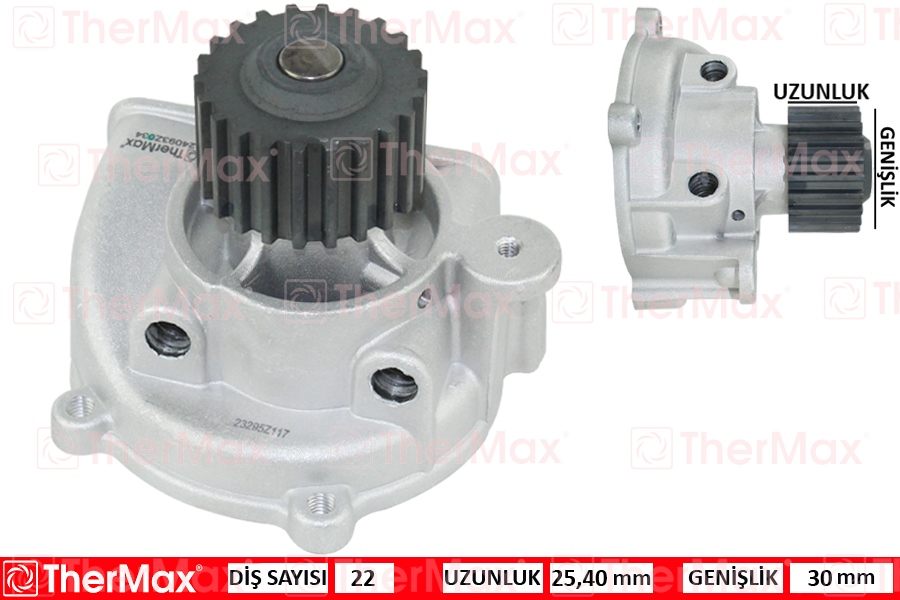 THERMAX T01.107 Devirdaim Su Pompasi Mazda E2200 R2 / Kia Besta R2 2.2l 93-> / Suzuki Vitara 2.0l Rf Sv420d Sq420d 9 4-03
