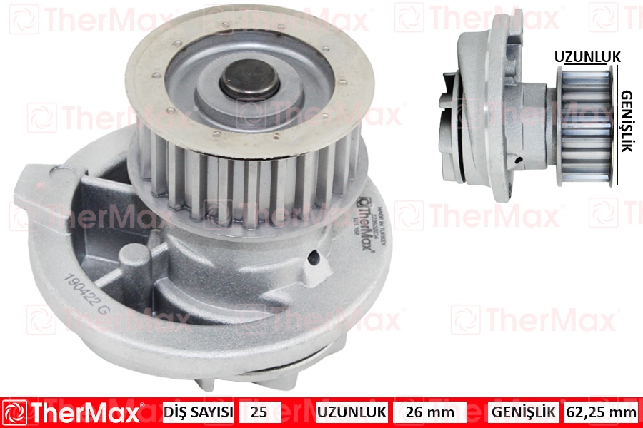 THERMAX T01.168 Devirdaim Astra F-G-Vectra A-B-Omega B-Kadett E-Calibra A 1.8i 16v-1.7d-2.0i 16v T 1334041