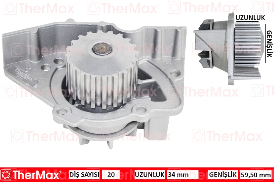 THERMAX T01.217 Devirdaim Partner-Berlingo 96 > Jumper-Scudo 96-02 Expert 96 > Pa391 Pa911 20 Diş-59.5mm-34m