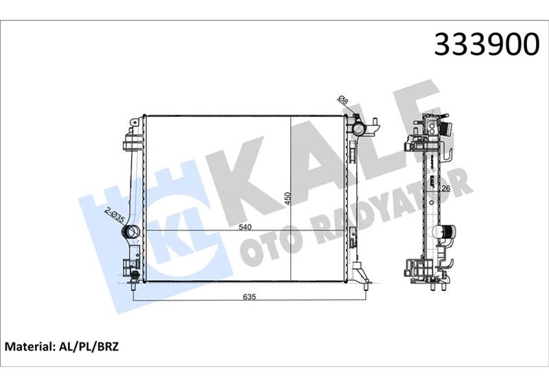 KALE 0520241AB Radyatör Mgn Iv 1.5dci-1.6 Dci Ac Mek. Atom. Al Pl Brz