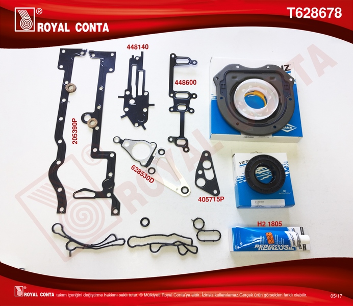 ROYAL T628678 Alt Takim Conta Reinz Keçeli Transit V348 11>14 V363 14 > Ranger 12 > 2.2tdci 155ps Euro5 A.Ceker