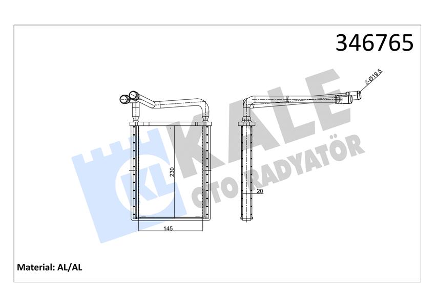 KALE 346765 Kalorifer Radyatörü Hyundai Accent Era 1.4l G4ee 06-10 1.6l G4ed 06-10 1.5l Crdi Dizel 06-> - Al Eminyum