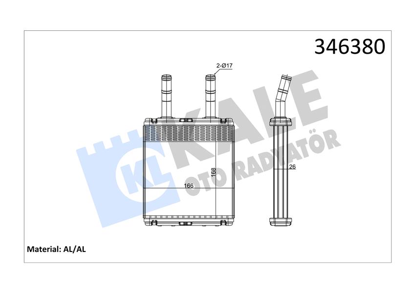 KALE 346380 Kalorifer Radyatörü Hyundai Accent 1.3l 4g13 95-00 / 1.5l G4ek 95-00 / Admire 1.3l G4ea 01-05 / Getz 1.3l G4ea 03-05 / 1.5l D3ea Crdi 02-05 - Aleminyum