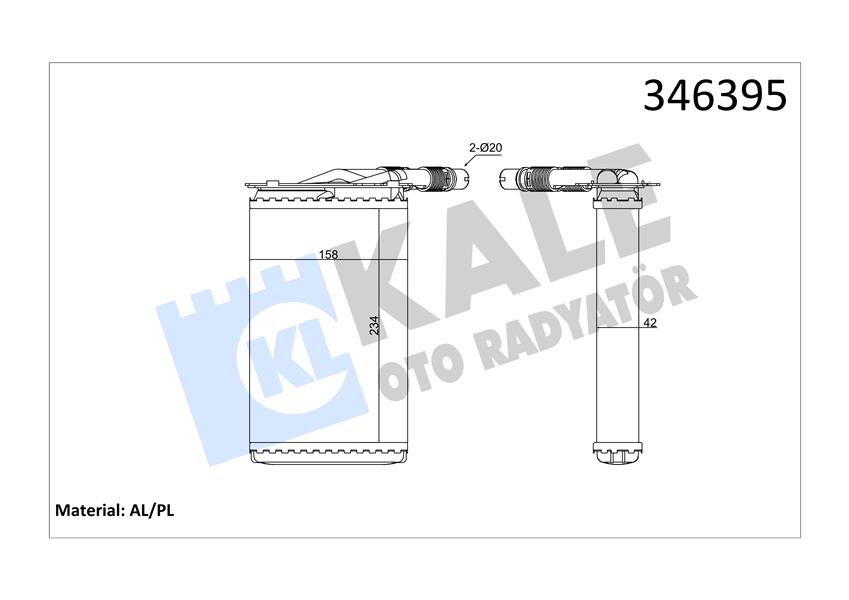 KALE 0583892AL Kalorifer Radyatoru Kangoo Express 1.4-1.6 16v-1.5 Dci-1.9dti-1.9dci(234x158)