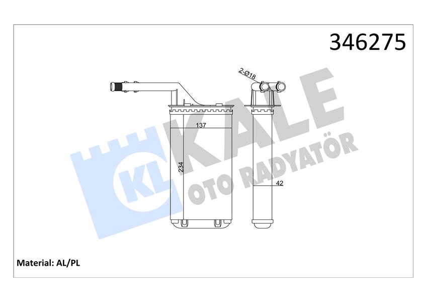 KALE 346275 Kalorifer Radyatörü 106 91-96 Saxo 96-03 Ax 91-96 234x138