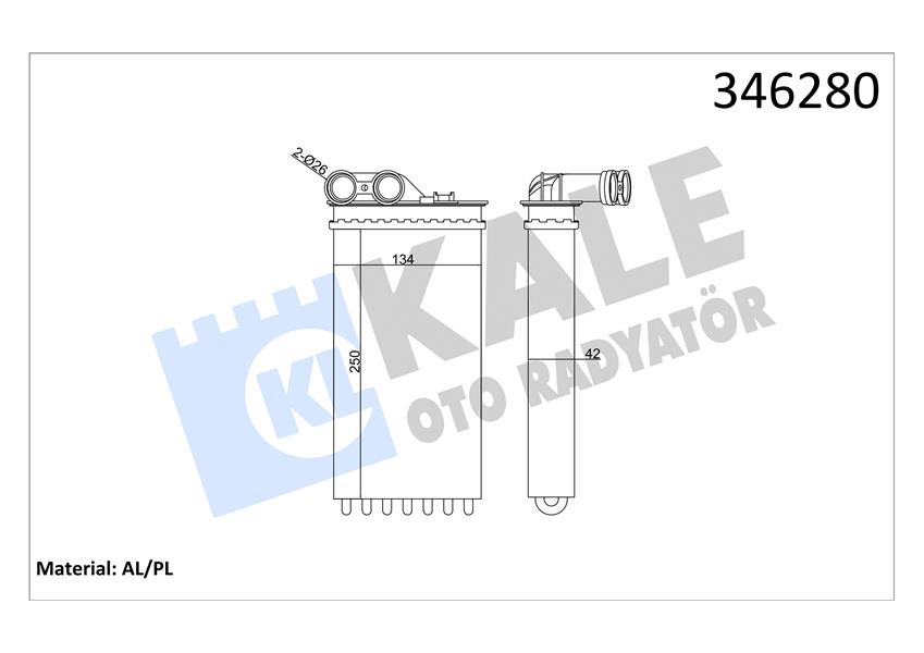 KALE 346280 Kalorifer Radyatörü C4 04>P307 04> Ac Klimasiz 247x134x42