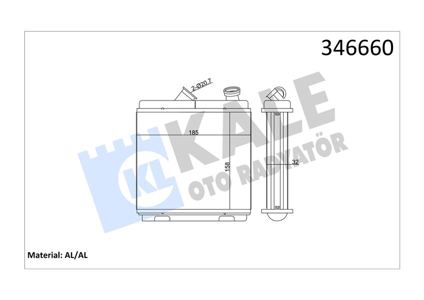 KALE 346660 Kalorifer Radyatörü Brazing Astra F-Calibra A-Vectra A Şaşi 174x174x42