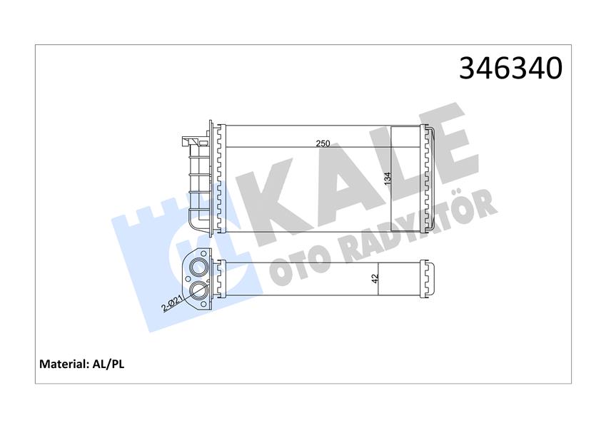 KALE 346340 Kalorifer Radyatörü Bravo 95-01 Brava 95-01 Marea 96-02 250x140x42