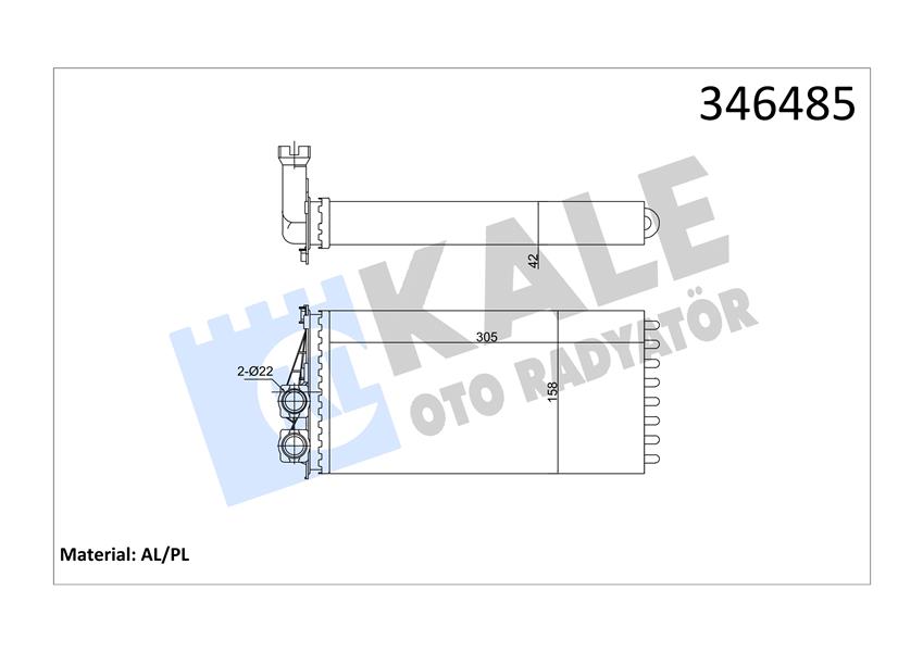 KALE 346485 Kalorifer Radyatörü Peugeot P3008 09>16 P5008 09>17 Ds5 11>15