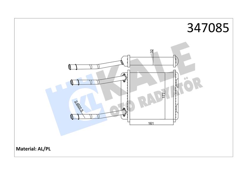 KALE 347085 Kalorifer Radyatörü Astra F-Calibra A-Vectra A Borulu Klimasiz 175x188x48