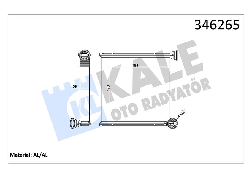 KALE 346265 Kalorifer Radyatörü Golf 7-Passat-Tiguan-Arteon-Superb-Octavia-A3-Leon-12> 170x185x26
