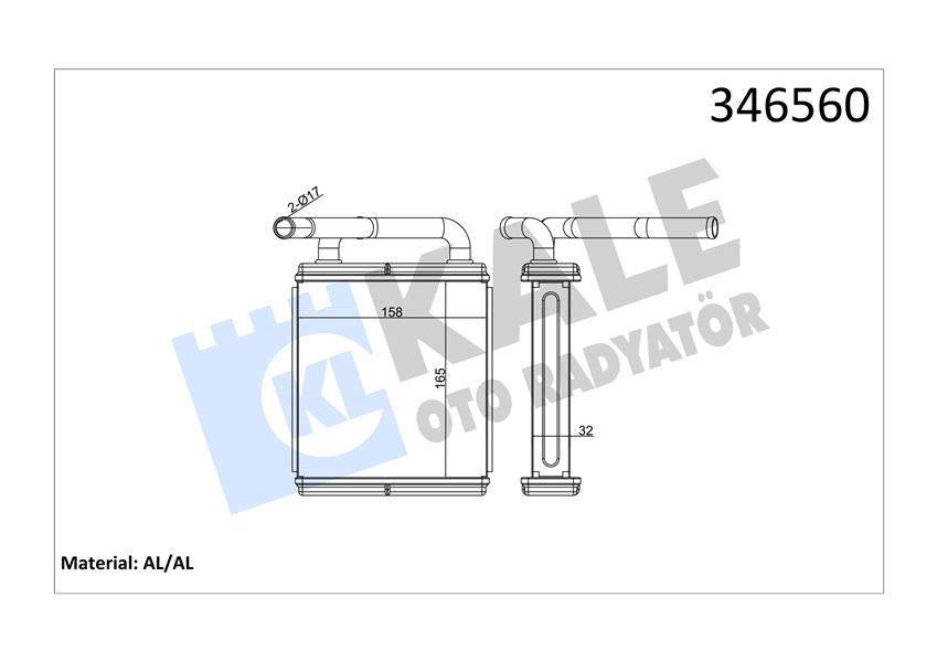 KAL 346560 Kalorifer Radyatörü A/M 165x165x26 : Kalorifer Petegi H100 Min Klimali