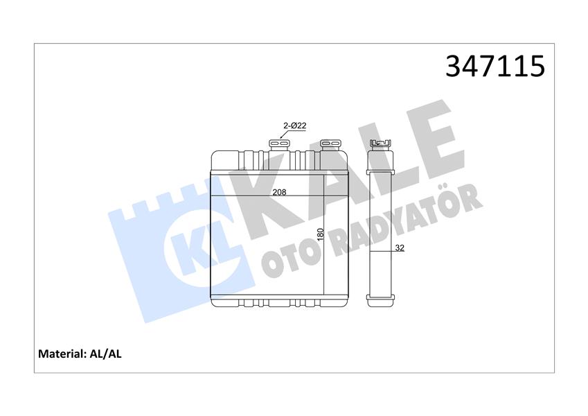 KALE 347115 Kalorifer Radyatörü Astra G-Zafira 206x180x32