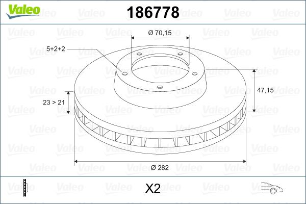 VALEO 186778 Ön Fren Diski Hava Kanalli Honda Cr-V 2.0l B20 96-01 / Hr-V 1.6l D16w1 99-07 / Prelude 2.0l F20a4 92-96 2.2l H22a4 97-01 282 Çap X 5 Bijon - Takım Disk Fiyatıdır
