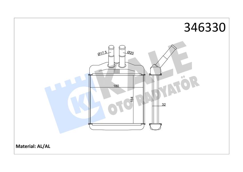 KALE 346330 Kalorifer Radyatörü Brazing Daewoo Lanos-Nubira 97 >
