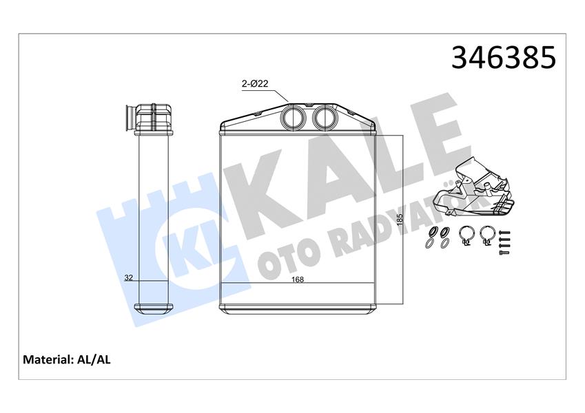 KALE 346385 Kalorifer Radyatörü Vectra C 02>Signum 03> Z18xer 185x169