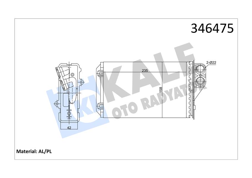 KALE 346475 Kalorifer Radyatörü C5 1.8 16v-2.0 16v-3.0 V6-1.6hdi-2.0hdi-2.2hdi 04 >