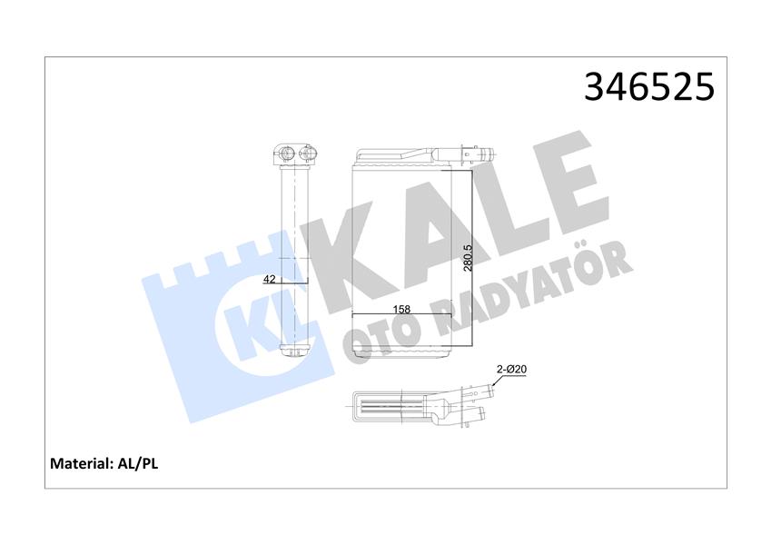 KALE 346525 Kalorifer Radyatörü Alfa Romeo 166 2.0-2.4-2.5-3.0-3.2 98-07