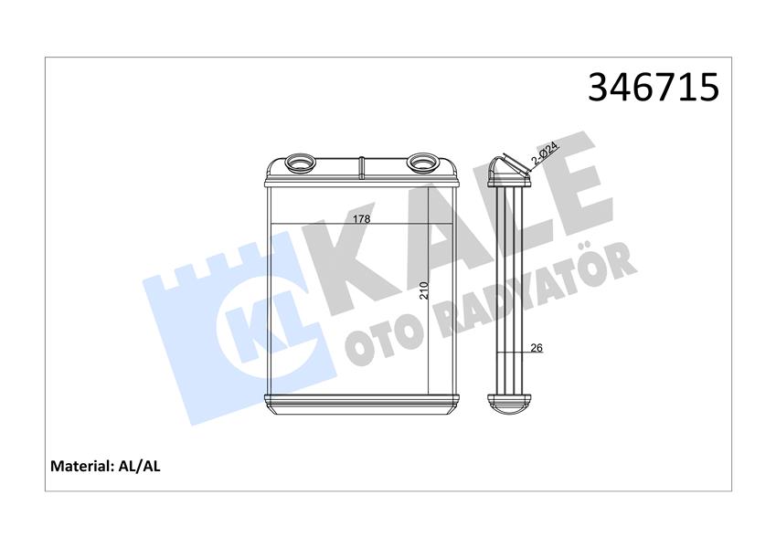 KALE 346715 Kalorifer Radyatörü Brazing Laguna Ii Ac Klimasiz 210x184x26