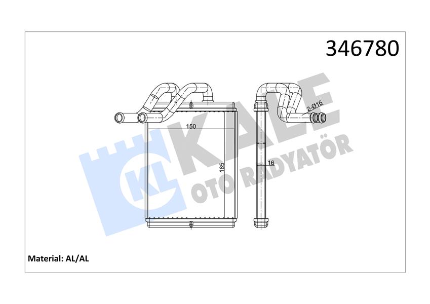 KALE 346780 Kalorifer Radyatörü Kia Sorento 2.4l G4cs G4js Benzinli 02-> 2.5l Crdi D4cb 140hp 03-> - Aleminyu M
