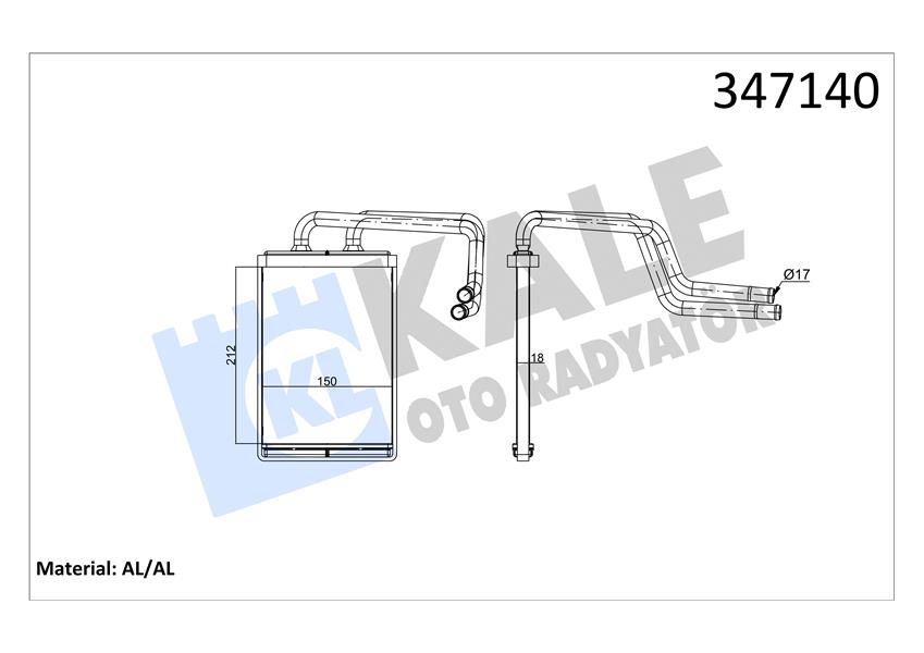KAL 347140 Kalorifer Radyatörü A/M 210x155x26 : Kalorifer Petegi Elantra/Coupe
