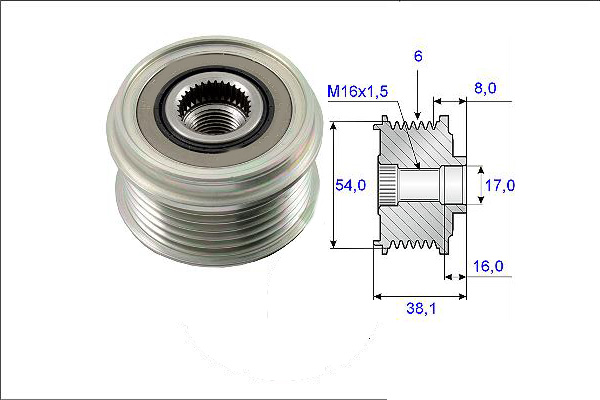 TPR-208141001 Alternator Kasnagi  (Opel Astra H-Combo C-Corsa C-D-Meriva 1.3 Cdti-Doblo-Grande Punto-Linea 1.3