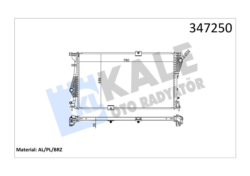 KALE 347250 Radyatör Trafic Ii-Vivaro 2.0 Dci-Cdti 06 > M9r 780x462.25x27 Mek Ac /-