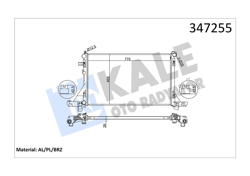 KALE 347255 Radyatör Master Iii-Movano B 2.3dci-Cdti 10 > Klimali 773x469x26 Mm