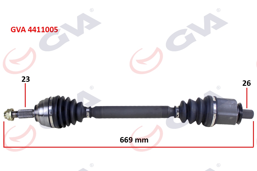 GVA 4411005 Komple Aks Sol Megane Ii 1.6 16v 03-08 669mm Auto.