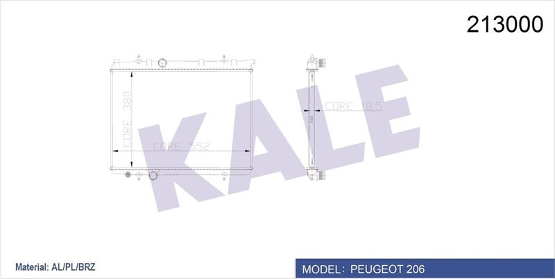 KALE 2031011AB Radyatör 206 00>1.4i-1.6 16v-2.0hdi 90 Mek Ac Klimasiz 378x536x18