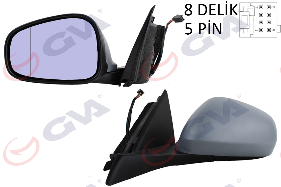 GVA 1099755 Diş Dikiz Aynasi Sol Mito 09> Elektrikli Isitmali Astarli Mavi Cam Asferik