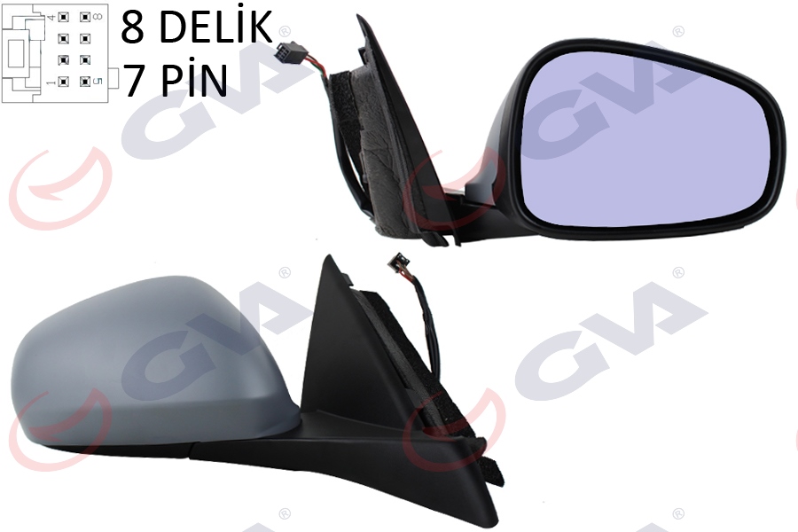 GVA 1099756 Diş Dikiz Aynasi Sağ Mito 09> Elektrikli Isitmali Sensörlü Astarli Mavi Cam Asferik