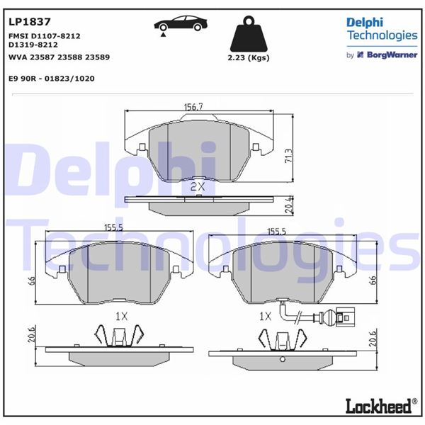 DELPHI LP1837 Ön Balata Fişli Caddy Iii 04 > Golf Iv V Vi 97 > Jetta Passat 05 > Polo 09 > Octavia 04 >
