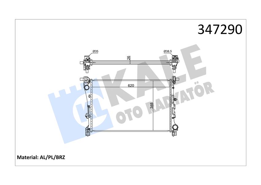 16-1843 Su Radyatoru Mekanik Fiat Egea 1.3 Mjt - 1.6 Mjt 16v M-T Ac+/- 2015-