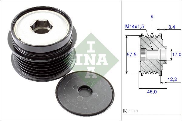 INA 535017410 Alternatör Kasnaği Rulmanli Jeep Cherokee-Wrangler 2.5-2.8crd 01> Dodge Nitro
