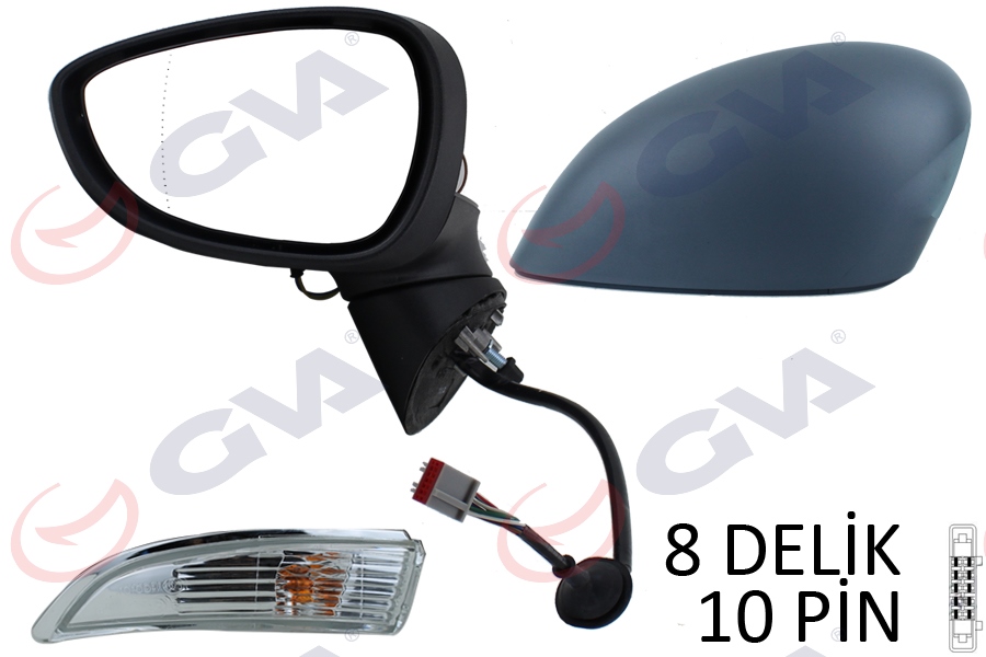 GVA 1037230 Diş Dikiz Aynasi Sol Ford Fiesta 13> Elektrikli Isitmali Katlanir Astarli 8 Delik-10 Pin 10 Fiş Vm-6326nebal 1531440